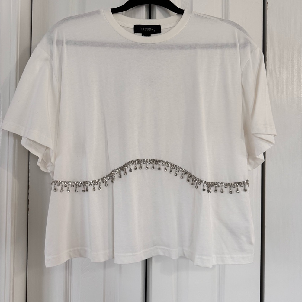 Forever21 White Tee with jewel accents